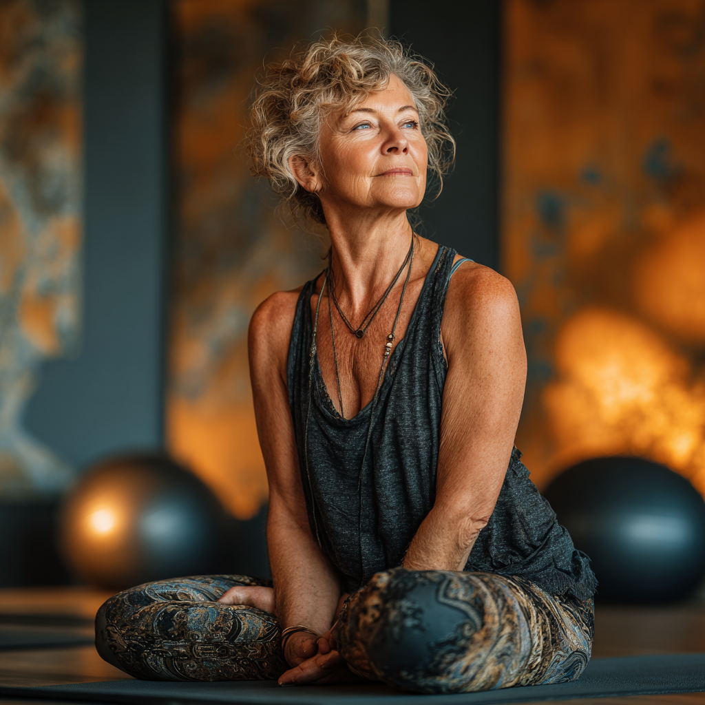 Молода жінка медитує на природі